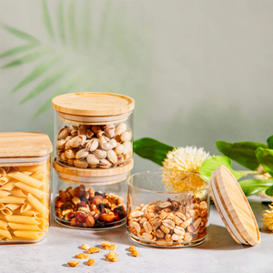 8oz high borosilicate small pink kitchen wooden mason spice glass storage box jar with bamboo gold honey dipper lid