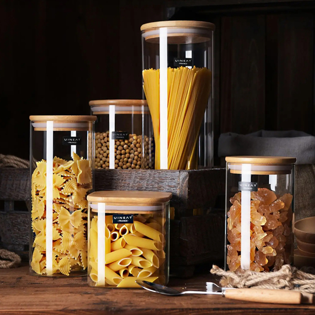 4oz modern kitchen finew glass storage spice jars and containers set with rosegold bamboo gold lid for tea food storage