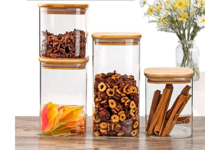 24 oz custom storage jar set with cork lid 
