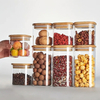 sealed borosilicate tea coffee sugar pet matte black kitchen transparent glass wooden spice packaging mason storage jar set