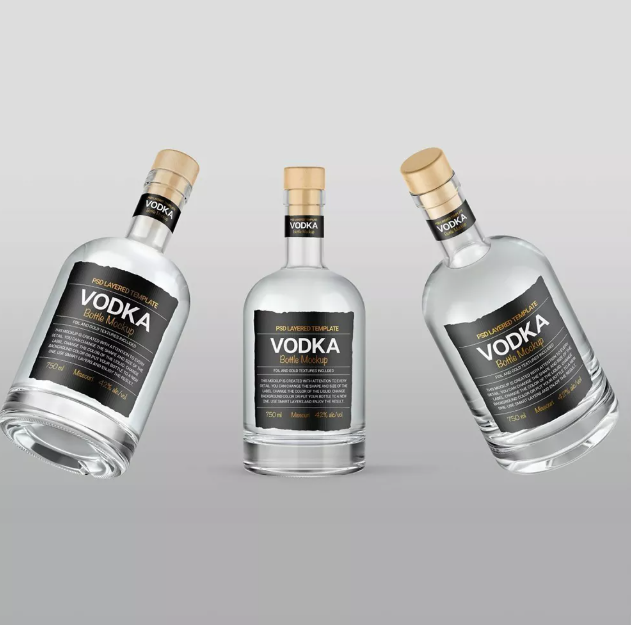 Clear Round Glass Bottle Spirit Liquor Glass Bottles