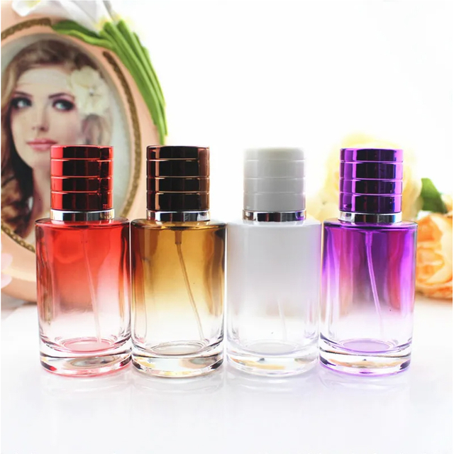 30ml Glass Perfume Bottle Gradient Empty Cylindrical Bottle Fine Mist Atomiser with Box Packaging