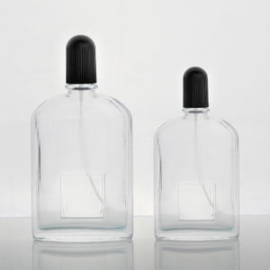 100ml Oblique Shoulder Stripe Line Transparent Glass Perfume Bottle