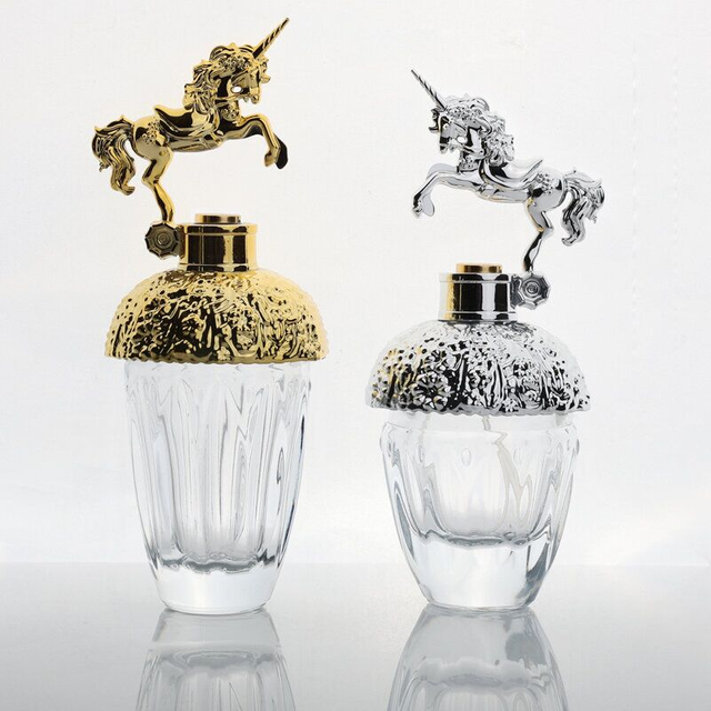Unicorn Shape 50ml 80ml Round Thick Bottom Glass Perfume Packaging Bottles