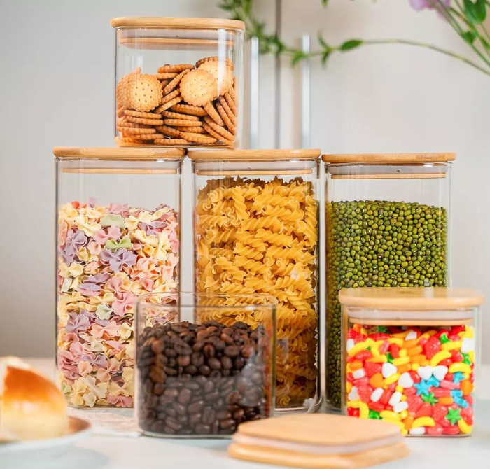 transparent sealed large ripple glass storage jar