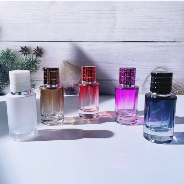 30ml Glass Perfume Bottle Gradient Empty Cylindrical Bottle Fine Mist Atomiser with Box Packaging