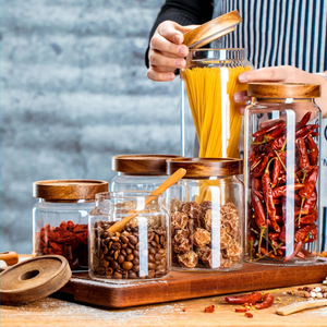 80ml 100ml 180ml 250ml dark bamboo fashionable packaging walnut spice mason jar lids storage jars glass for kitchen