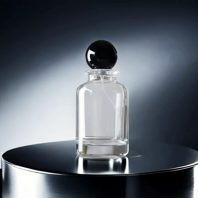 30ml 50ml 100ml New Design Round Clear Crimp Neck Empty Glass Perfume Bottle with Ball Cap